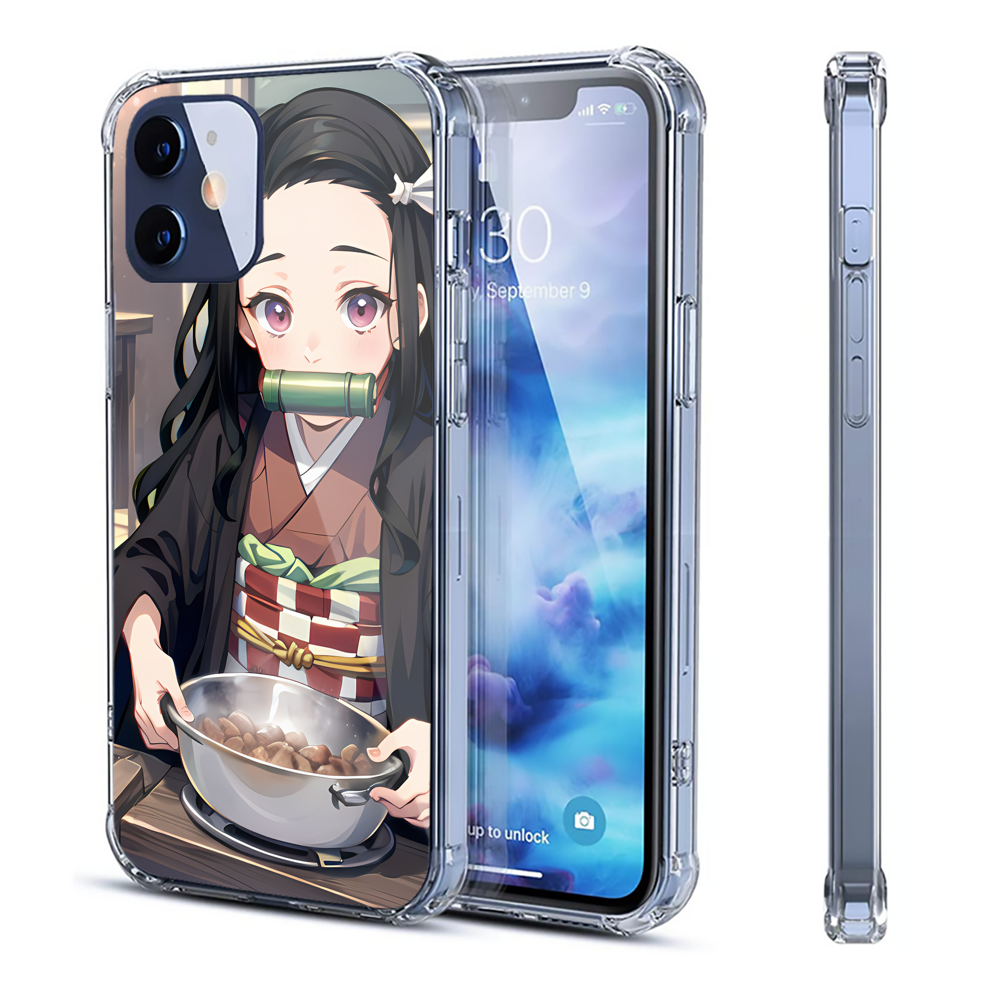 （画像用） 鬼滅の刃（きめつのやいば）竈門 禰󠄀豆子／かまど ねずこ Kamado Nezuko 【iPhone 12シリーズ対応】透明スマホケース（クリアソフトケース）